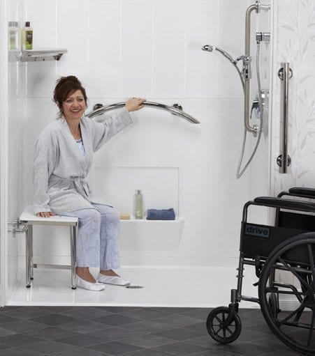 Bathroom fixtures for mobility impairments.